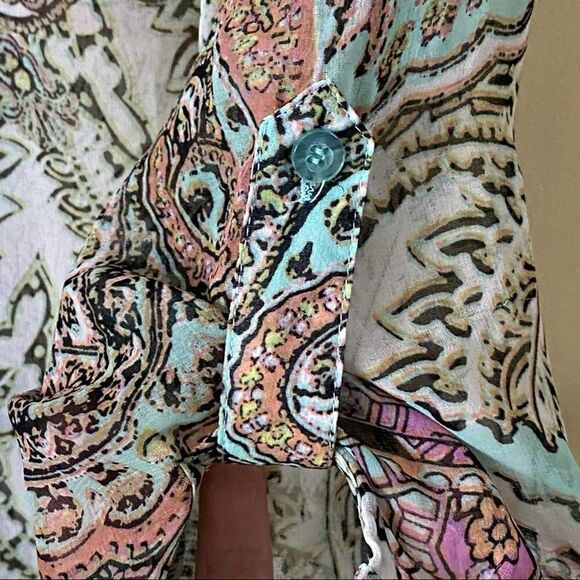 CATO Sheer Graphic Tunic Blouse Size Medium Coverup - Picture 10 of 10